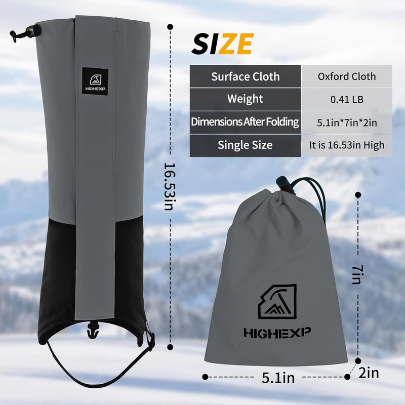 HIGH EXPERIENCE Store Leg Gaiters 100% Waterproof Adjustable Shoe Snow Boot Guard Gators for Hiking Shoe Cover Hunting Snowshoeing Climbing Walking for Women Men - Image 2